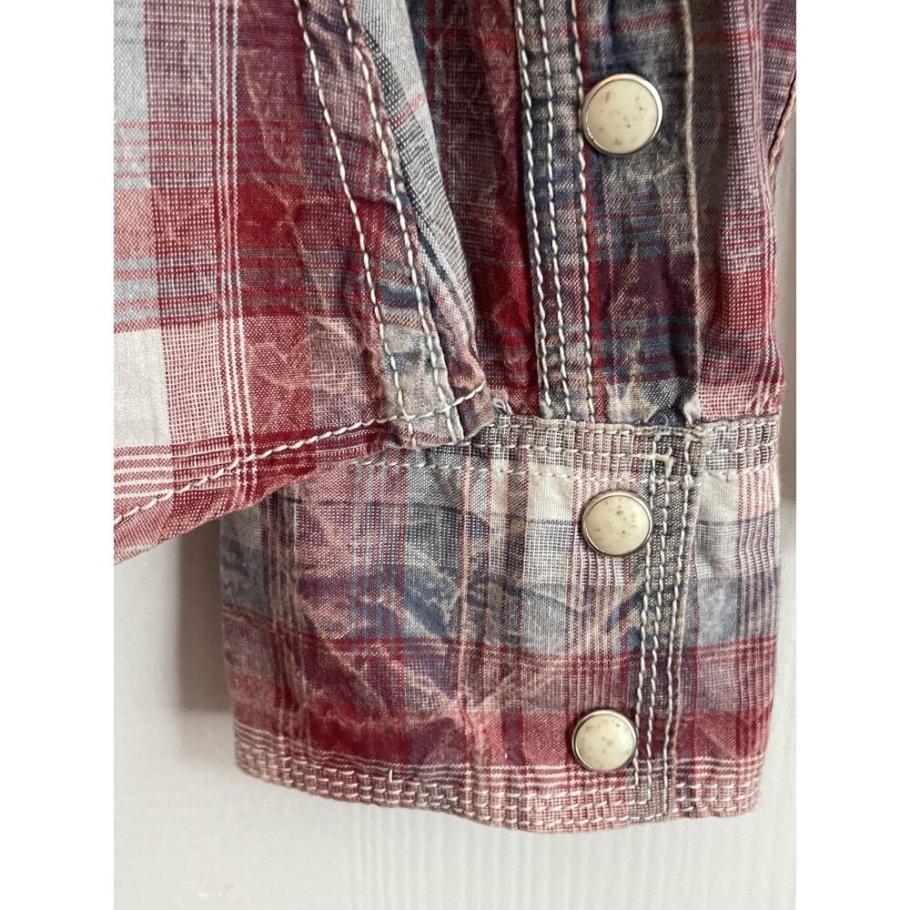 VTG.‎ Panhandle Slim Western Plaid Snap Shirt Womens L Red Blue Country Cowgirl - Picture 6 of 9